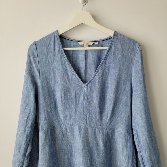boden 100% linen V-Neck Flippy Mini Dress size 6R - Picture 3 of 6